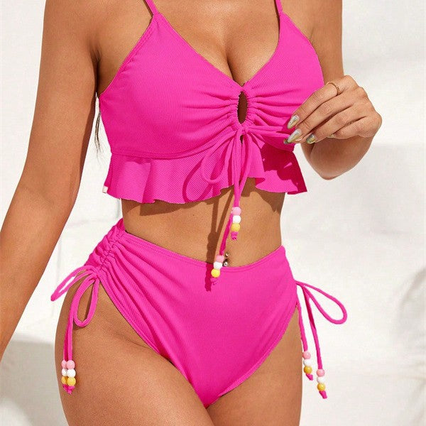 Women's Swimsuit with Ruffle Details and Adjustable Straps