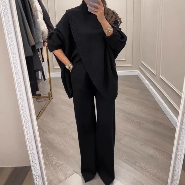 Women's Casual Knit Set with Wide Cut