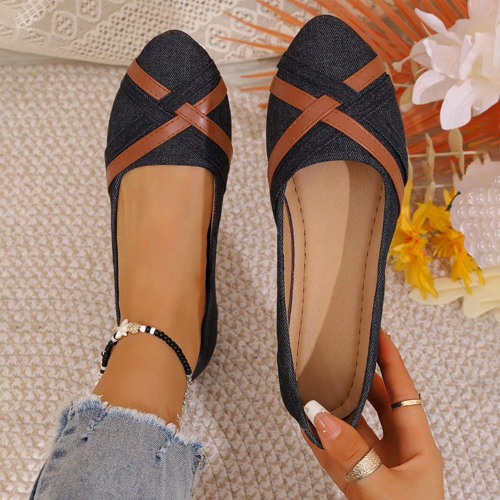 Women's Ballet Flats with Elegant Cross-Strap