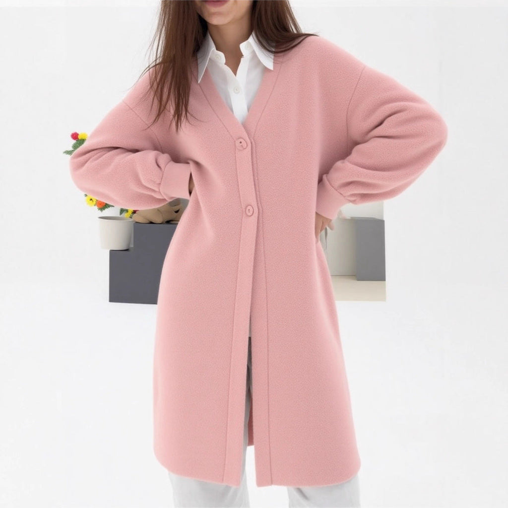 Women's Elegant Button-Front V-Neck Cardigan