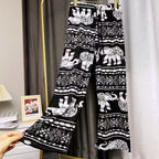 Women's Harem Trousers with Colorful Elephant Pattern