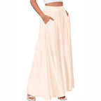 Women's Maxi Skirt with Elegant Pleats and Practical Pockets