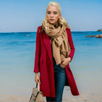 Women's Elegant Trench Coat with Double-Breasted Placket
