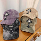 Men's Velvet Embroidered Cross Baseball Cap