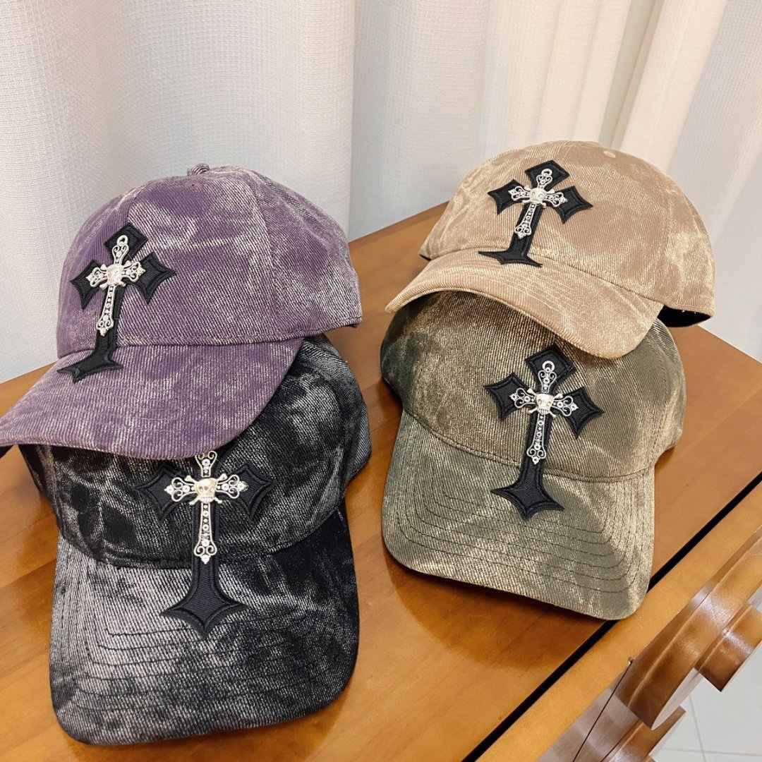 Men's Velvet Embroidered Cross Baseball Cap