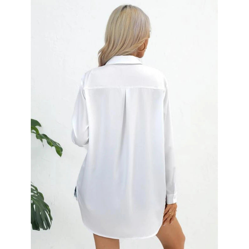 Elegant Long-Sleeve Breathable Cotton Blouse