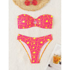 Women's Floral Bandeau Bikini with Adjustable Straps