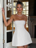Women's Bustier Dress with Fitted Silhouette and Flared Skirt