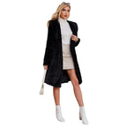 Women's Fluffy Faux Fur Coat with Oversized Hood and Elegant Collar
