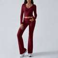 Women's form-fitting yoga set with high waist and V-neck