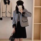 Women's Elegant Cropped Jacket with Contrasting Details