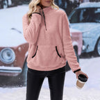 Women's Fleece Pullover with Quarter Zip and Kangaroo Pocket