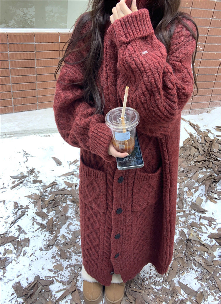 Chunky Knit Button-Up Coat