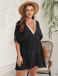 Women's Elegant Beach Kaftan with Deep V-Neck and Wide Sleeves