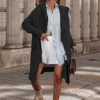 Women's Chunky Knit Cardigan with Open Cut and Hood