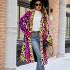 Women's Fluffy Faux Fur Coat in Bold Animal Print Mix
