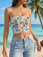 Women's Floral Bird Print Bandeau Top