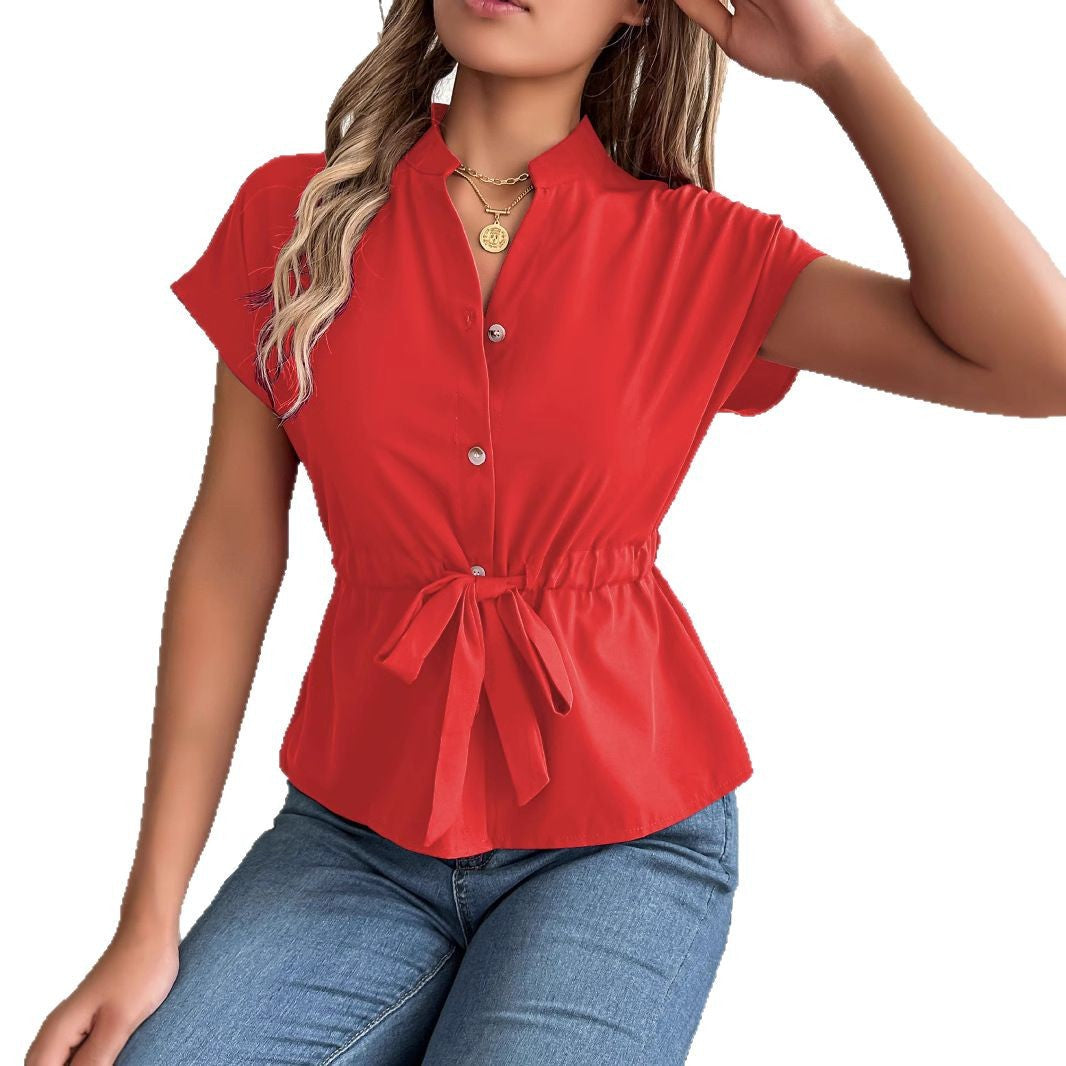 Women's Fitted Short-Sleeve Blouse