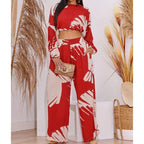 Casual Two-Piece Set with Wide-Leg Pants and Cropped Top