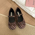 Women's Ballet Flats with Decorative Bow and Polka Dot Pattern