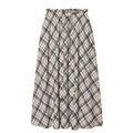 Women's Maxi Skirt with Casual Drawstring and Plaid Pattern