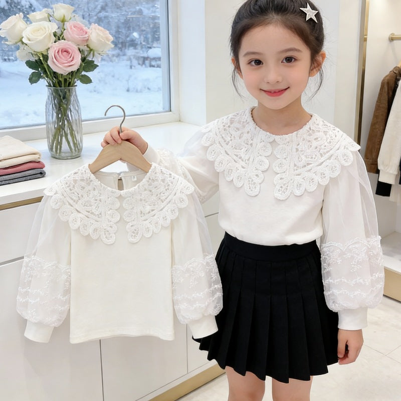 Women's Elegant Blouse with Artistic Crochet Details