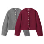 Women's Elegant Cropped Jacket with Decorative Button Details