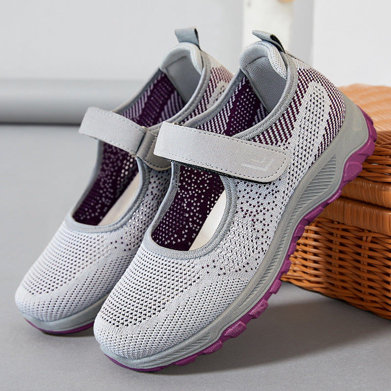 Women's Breathable Slip-On Sports Shoes with Adjustable Velcro