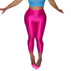Women's High-Waisted Glossy Capri Leggings