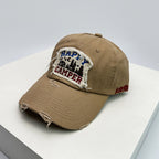 Men's Distressed Embroidered Camping Cap