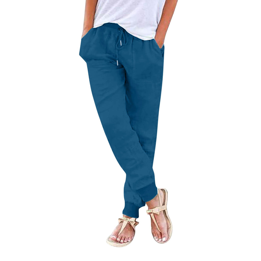 Women's Comfortable Casual Pants with Elastic Waist and Practical Pockets