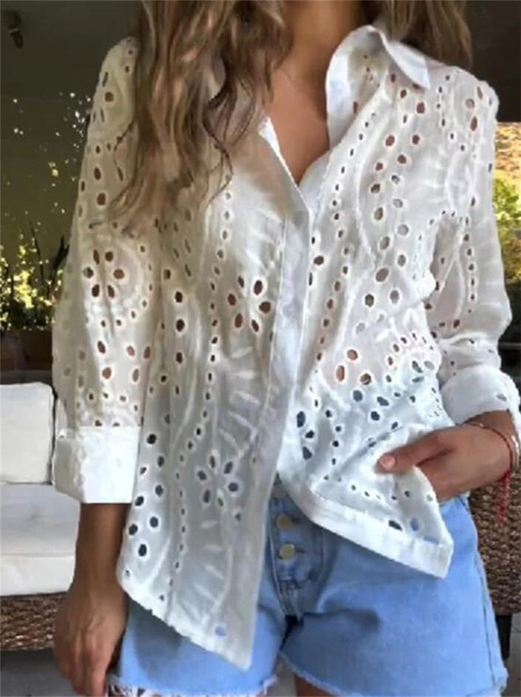 Women's Elegant Blouse with Cut-Out Details