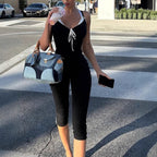 Women's Floor-Length Jumpsuit with Delicate Ruffle Details and Adjustable Straps