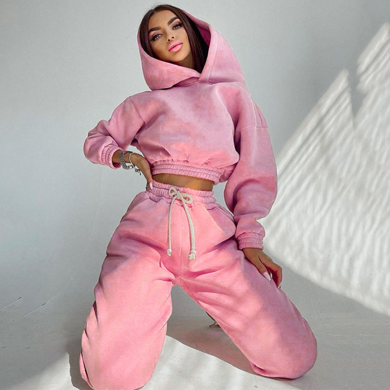 Women's Cropped Hoodie Loungewear Set