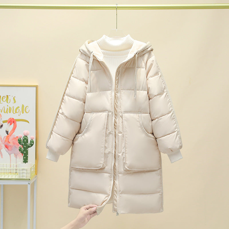 Women's Long Insulated Puffer Parka with Detachable Hood and Large Pockets