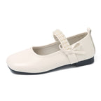 Women's Ballet Flats with Decorative Pearl Strap and Bow Accent