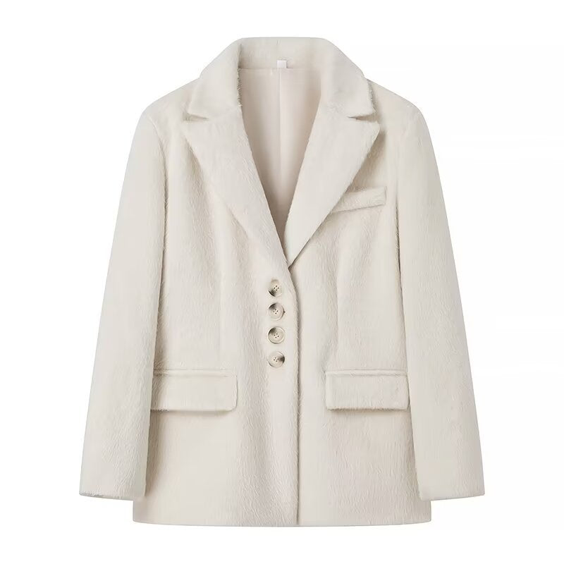 Elegant Velour Jacket with Classic Button Details