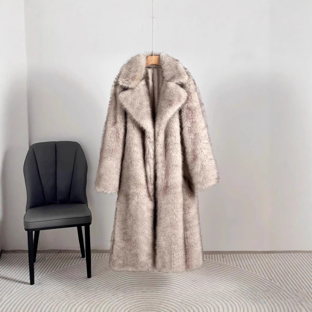 Elegant Fur Coat with Large Pockets
