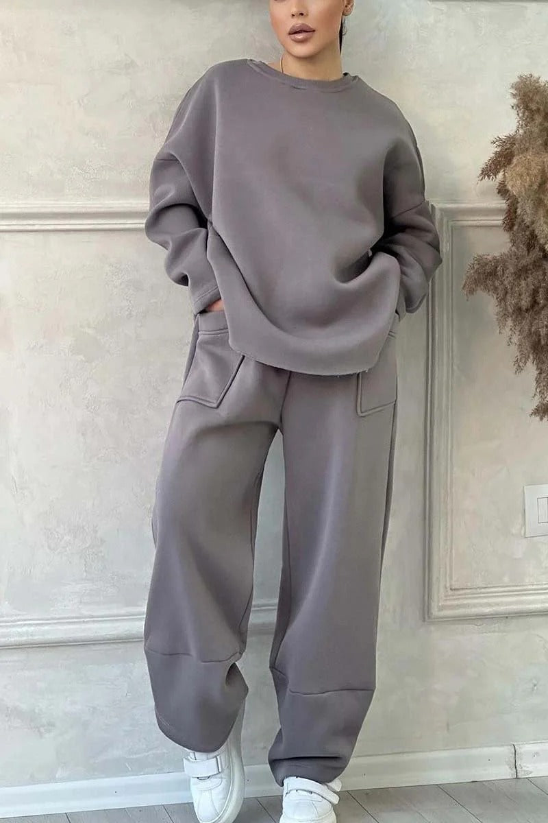 Women's Cozy Oversized Sweat Set with Spacious Pockets