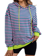 Women's Striped Hoodie with Kangaroo Pocket