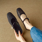 Women's Ballet Flats with Elegant Mesh Design and Stylish Strap