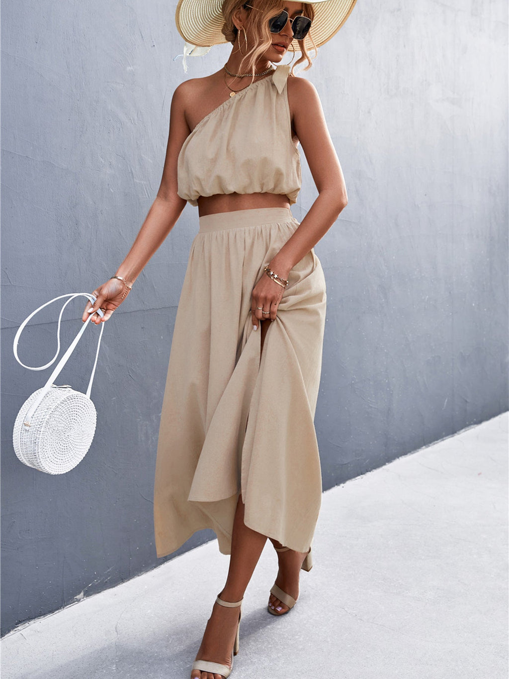 Women's Airy Summer Top and Wide Midi Skirt