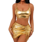Women's Sparkling Crop Top and Mini Skirt Set