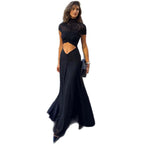 Women's Elegant Wrap Top and Flowing Skirt Set