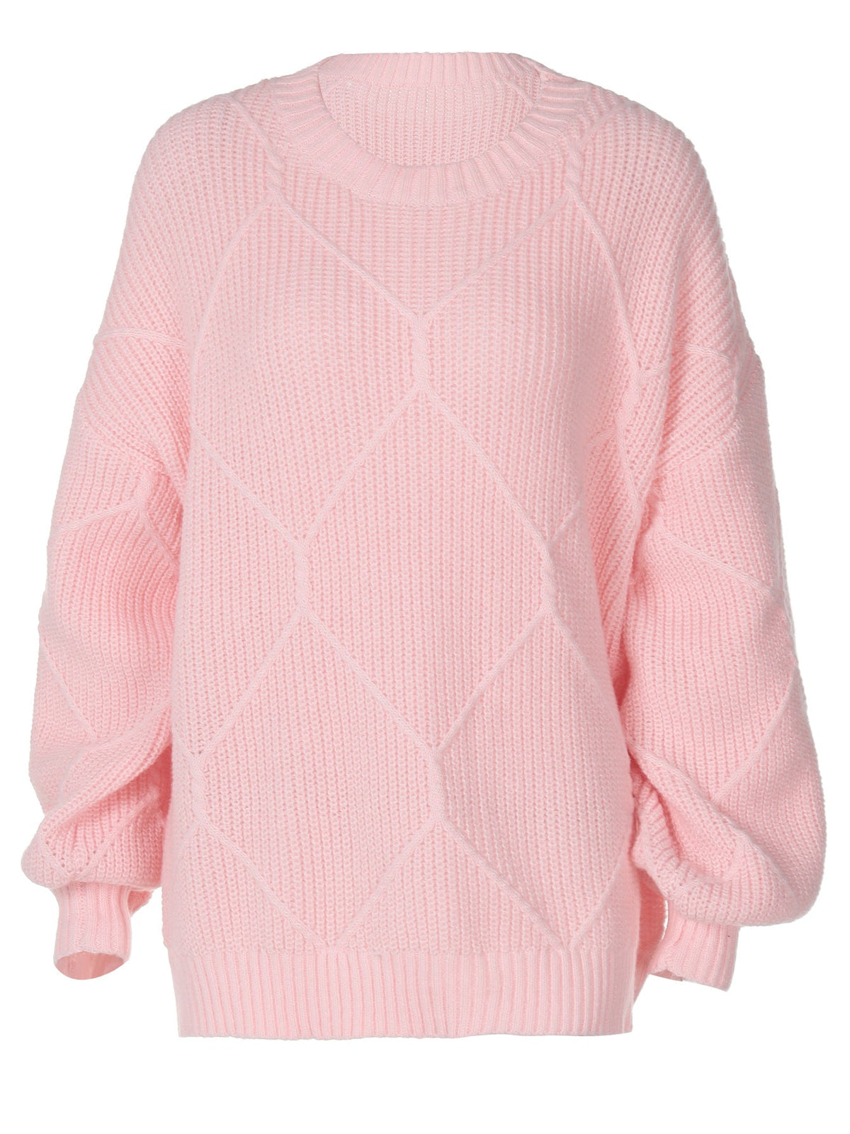 Women's Chunky Knit Sweater with Asymmetric Cut and Wide Hem