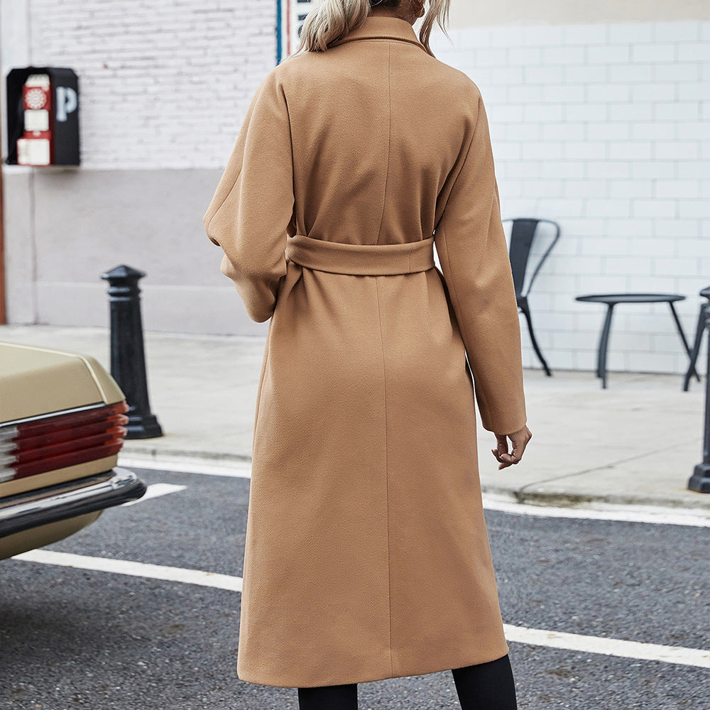 Women's Elegant Trench Coat with Belt and Large Pockets