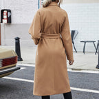 Women's Elegant Trench Coat with Belt and Large Pockets