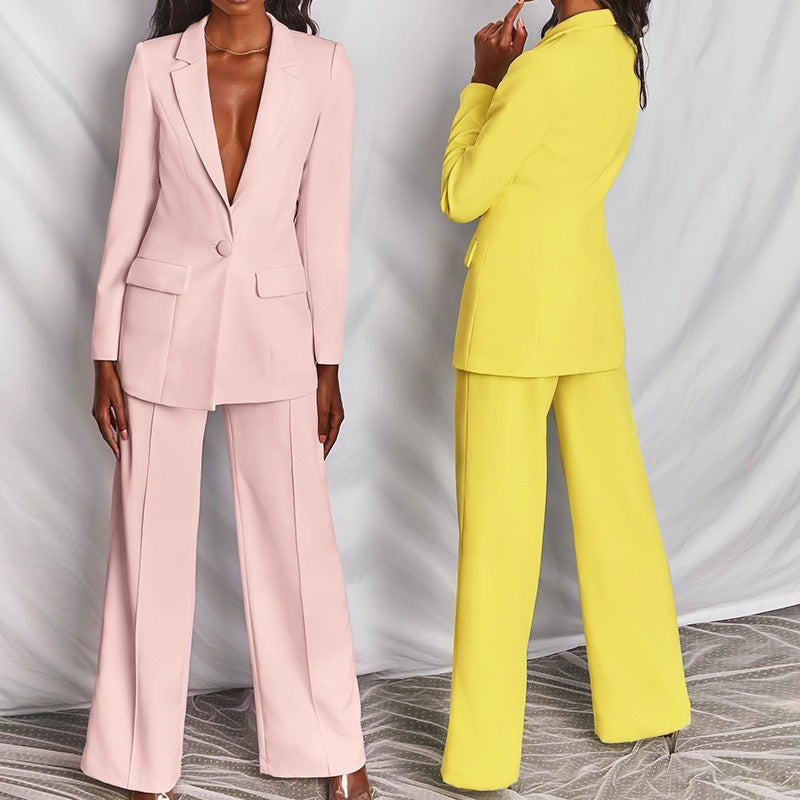 Longline Blazer and Palazzo Trousers Set