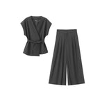 Elegant Wrap Top and Wide-Leg Palazzo Pants Set