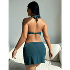 Women's Glitter Bandeau Bikini with Mini Skirt